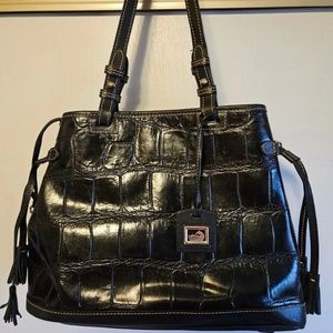 Rare Dooney & Bourke Black Croc Leather Purse Tote Handbag Has Minor Stains